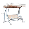 3 Person Patio Swing Seats, Porch Swing with Stand and Adjustable Canopy Outdoor Swing Chair Bench for Garden, Poolside, Beige
