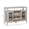 Retro Sideboard Buffet Cabinet with Storage Shelves, 2 Framed Glass Doors and Anti-Topple, Grey