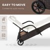 3 Pieces Patio Wicker Chaise Lounge Chair Set Adjustable PE Rattan Cushioned Lounge Set of 2 with Armrests, Side Table & Moving Wheels, Brown