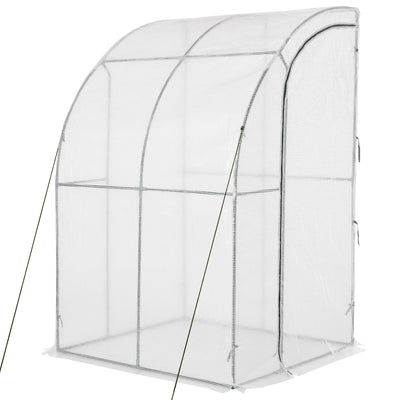 5' x 4' x 7' Outdoor Walk-In Greenhouse, Plant Nursery with Roll-up Door, and PE Cover, White