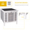 Small Wooden Rabbit Hutch Bunny Cage Guinea Pig House Dog Cage with Openable & Waterproof Roof, Grey