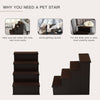 Pet Stairs, Small Pet Steps with Cushioned Removable Covering for Dogs and Cats Up To 22 Lbs., Dark Coffee
