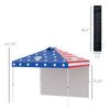 10' Pop Up Canopy Party Tent with 1 Sidewall, Rolling Carry Bag on Wheels, Adjustable Height, Folding Outdoor Shelter, Multicolored