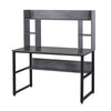 Computer Desk Writing Table with Hutches Storage Shelves Home Office Workstation Grey Wood Grain
