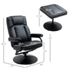 Swivel Recliner, Manual PU Leather Armchair with Ottoman Footrest for Living Room, Office, Bedroom, Black