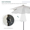 9' x 7' Patio Umbrella Outdoor Table Market Umbrella with Crank, Solar LED Lights, 45Â° Tilt, Push-Button Operation, for Deck, Pool, White