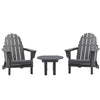 3 Piece Patio Furniture Set, 2 Folding Adirondack Chairs with Side Table Plastic Lounger Fire Pit Seating All Weather, for Lawn,  Dark Grey