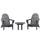 3 Piece Patio Furniture Set, 2 Folding Adirondack Chairs with Side Table Plastic Lounger Fire Pit Seating All Weather, for Lawn,  Dark Grey