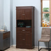 72" Kitchen Buffet with Hutch, Freestanding Pantry Cupboard with Utility Drawer, 2 Door Cabinets and Countertop, Brown