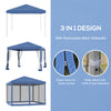 Outdoor 10' x 10' Patio Gazebo Outdoor Pop-Up Canopy with Sidewalls, Instant Setup, 4 Mesh Walls for Party, Events, Backyard, Lawn, Blue