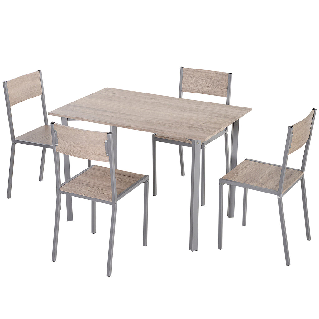 5 Piece Dining Table Set Modern Dining Table and Chairs Kitchen Dining Room Table and Chairs Set 5 Piece Dining Room Set- Natural Wood/Grey