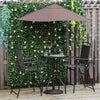4 Piece Patio Bar Set for 2 with 6' Adjustable Tilt Umbrella, Outdoor Bistro Set with Folding Chairs & Glass Round Dining Table, Black