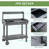 36'' Wooden Potting Bench Work Table with 2 Removable Wheels, Sink, Drawer & Large Storage Spaces, Grey