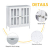 Storage Sideboard Buffet Cabinet Credenza with 2 Transparent Doors Dining Cupboard for Multifunction in Kitchen, Hallway, Living Room White