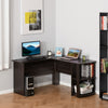 L-Shaped Computer Desk, Laptop Workstation with Return and 2 Storage Shelves for Home Office, Dark Brown