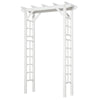 7' Wood Steel Outdoor Garden Arched Trellis Arbor with Natural Fir Wood & Side Panel for Climbing Vines, White