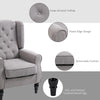 Fabric Tufted Club Accent Chair with Removable Cushion Wooden Legs - Grey