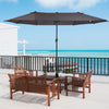 15ft Patio Umbrella Double-Sided Outdoor Market Extra Large Umbrella with Crank Handle for Deck, Lawn, Backyard and Pool, Grey