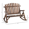 Outdoor Adirondack Rocking Chair with Log Slatted Design, 2-Seat Wooden Rocker Loveseat with High Back for Lawn, Backyard, Charcoal Black