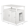Wooden Cat Litter Box Enclosure Furniture with Adjustable Interior Wall & Large Tabletop for Nightstand  White