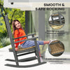 Outdoor Rocking Chairs, Porch Rocker w/ Soft Padded Seat and Backrest, Fade-Resistant HDPE Frame Rocker Chair with PE Rattan for Outdoor & Indoor Use, Dark Gray
