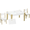 3 Pcs Kids Table and Chair Set with Storage Space, Activity Table and 2 Chairs for Toddler Arts, Crafts, Drawing, Reading, White