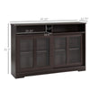 Modern Kitchen Storage Sideboard, Buffet Cabinet, Sliding Glass Doors Cupboard with Adjustable Shelf, Dark Brown