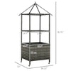 Outdoor Towel Valet Caddy, Covered Poolside Towel Holder Rack, Shelf, Basket, Rolling PE Rattan Wicker Storage on Wheels, Gray