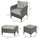 5 Pcs Rattan Wicker Lounge Chair Outdoor Patio Conversation Set with 2 Cushioned Chairs, 2 Ottomans & Tempered Glass Top Coffee Table, Grey