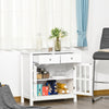 Sideboard Buffet Cabinet, Storage Cupboard with Glass Doors, Adjustable Shelf and 2 Drawers for Kitchen, White
