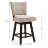 Set of 2 Tufted Bar Stool Chairs, Beige