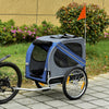 Dog Bike Trailer Pet Cart Bicycle Wagon Cargo Carrier Attachment for Travel with 3 Entrances for Off-Road & Mesh Screen - Blue / Grey