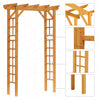 7' Wood Steel Outdoor Garden Arched Trellis Arbor with Natural Fir Wood & Side Panel for Climbing Vines, Orange