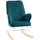 Accent Rocking Chairs, Upholstered Nursery Glider Rocker, Modern Armchair, Wingback Chair for Living Room and Bedroom, Blue