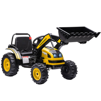 Kids Ride On Excavator, 6V Battery Tractor with Music and Headlights, Yellow