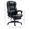Leather Office Chair, High Back Executive Office Chair with 6 Point Vibration, 5 Modes and Retractable Footrest, Massage Office Chair, Black