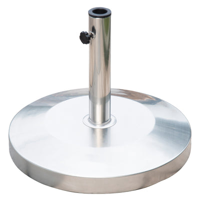 55lb Round Stainless Steel Outdoor Patio Umbrella Stand Base with Heavy Cement Bottom & Mirror Finish