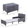 2-In-1 Design Convertible Single Sofa Bed with Side Pocket and Metal Frame Couch for Living Room, Grey