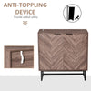Sideboard Buffet Cabinet, Chevron Double Door Kitchen Cabinet, Accent Cabinet with Adjustable Shelf, Walnut