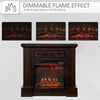 32" Electric Fireplace with Mantel, Freestanding Heater with LED Log Flame, Overheat Protection and Remote Control, 1400W, Brown