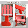 Wooden Adirondack Rocking Chair Outdoor Lounge Chair Fire Pit Seating with Slatted Wooden Design, Fanned Back for Patio, Lawn Red
