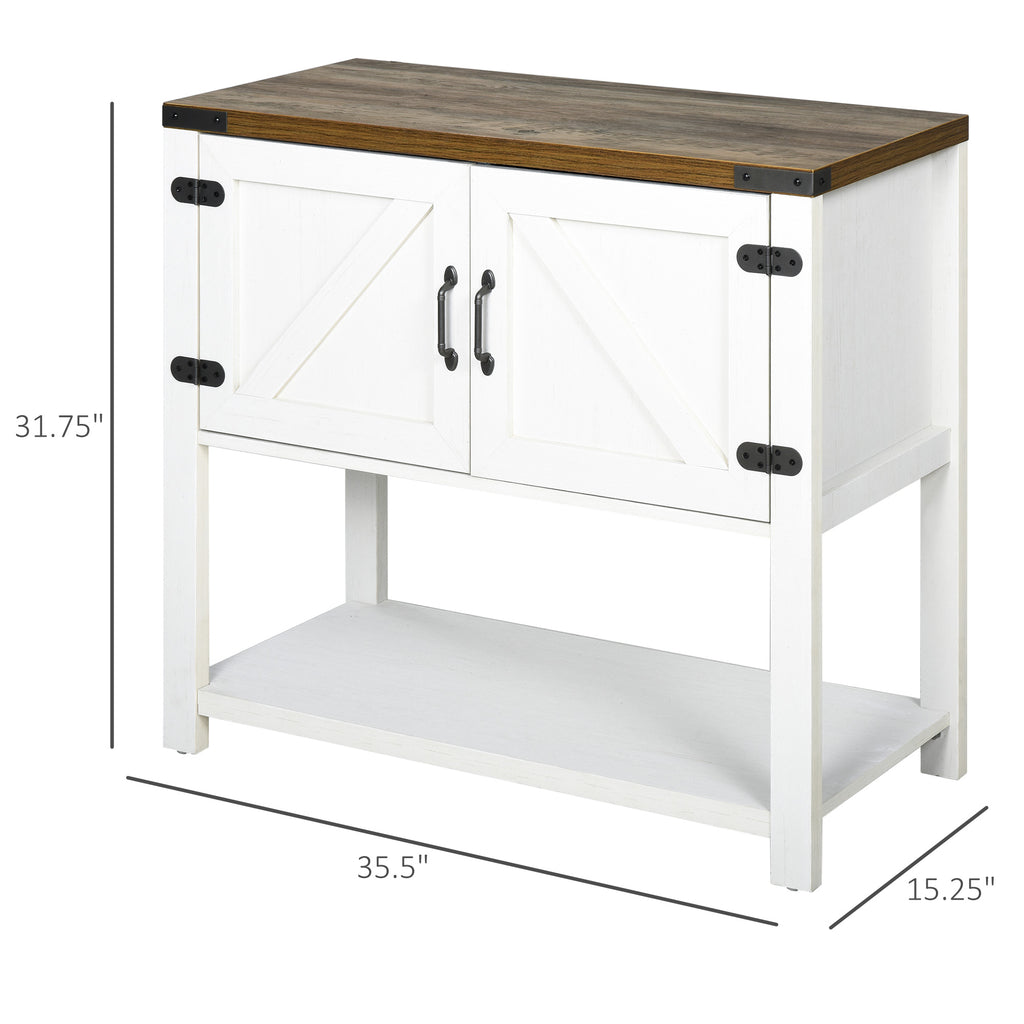 2-Door Free Standing Storage Cabinet with Bottom Shelf  Kitchen Cupboard  Entryway Storage Cabinet- White