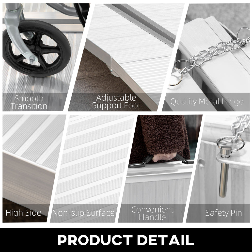 Portable Threshold Ramps Drawing Textured Aluminum Folding Wheelchair Ramp, Portable Threshold Ramp 6',