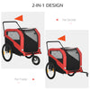 2-in-1 Dog Bike Trailer Pet Stroller Carrier for Large Dogs with Hitch, Quick-release Wheels, Foot Support, Pet Bicycle Cart Wagon Cargo for Travel, Red
