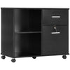 Lateral File Cabinet with Wheels, Mobile Printer Stand with Open Shelves and Drawers for A4 Size Documents, Black