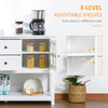 Kitchen Sideboard Serving Buffet Cabinet Cupboard Console Table with Adjustable Shelves, Glass Doors, and 2 Drawers, for Living Room, White