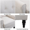 Button-Tufted Accent Chair with High Wingback, Rounded Cushioned Armrests and Thick Padded Seat, Set of 2, Cream White
