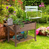 49'' x 21'' x 34'' Raised Garden Bed w/ 8 Grow Grids, Outdoor Wood Plant Stand w/ Storage Shelf and Lockable Wheels for Vegetable Flower Her