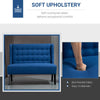 Blue Wingback Double Sofa Linen Fabric Upholstery Button Tufted Loveseat Armless Modern Couch
