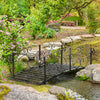 6FT Classic Garden Bridge with Safety Railings Steel Arc Footbridge Decorative Pond Bridge for Backyard Creek Stream, Black